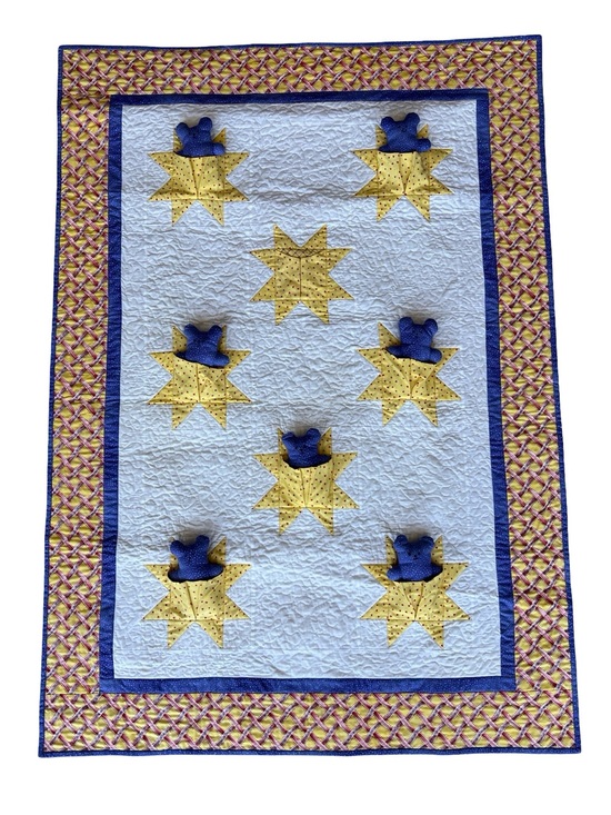 Handmade Other - Handmade Baby Quilt Teddy Bear Star Pockets Quilt 53.5x38” Whimsy Nursery OOAK